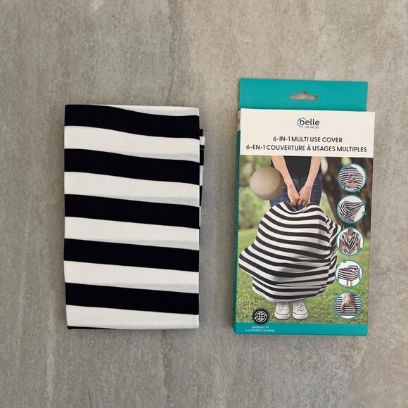Belle On The Go 6 in 1 Multi Use Cover Striped High Chair Car Seat Nursing Wrap - Picture 2 of 15